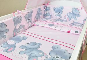 Mantinel a kiságyakhoz ágyneművel együttkék medve rózsaszín