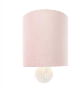 Vintage fali lámpa fehér, rózsaszín bársony árnyalattal - Matt