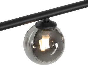 Modern függesztett lámpa, fekete, 100 cm, 5 lámpa füstüveggel - Athén