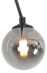 Modern mennyezeti lámpa fekete, 8 lámpával, füstüveggel - Athén