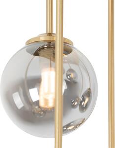 Modern mennyezeti lámpa arany 9 lámpák füstüveggel - Athén