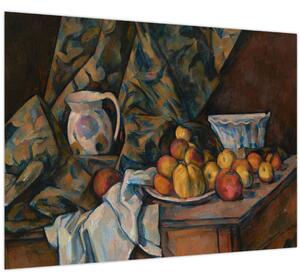 Üveg kép - Paul Cézanne, Still Life with Apples and Peaches, reprodukciók (70x50 cm)
