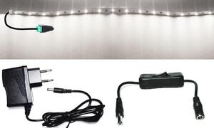 1m hosszú 6Wattos, lengő kapcsolós, adapteres hidegfehér LED szalag (60db L2835 SMD LED)