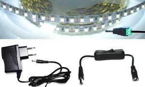 5m hosszú 31Wattos, lengő kapcsolós, adapteres hidegfehér LED szalag (600db 2835 SMD LED)