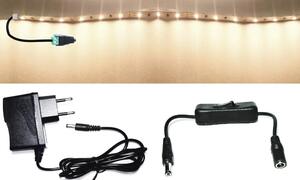 1m hosszú 6Wattos, lengő kapcsolós, adapteres középfehér LED szalag (60db L2835 SMD LED)