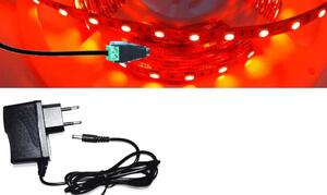 1m hosszú 13Wattos, kapcsoló nélküli, adapteres piros LED szalag (60db 5050 SMD LED)