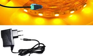 1m hosszú 13Wattos, kapcsoló nélküli, adapteres sárga LED szalag (60db 5050 SMD LED)