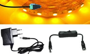 1m hosszú 13Wattos, lengő kapcsolós, adapteres sárga LED szalag (60db 5050 SMD LED)