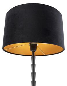 Art deco asztali lámpa bársony árnyalatú fekete 35 cm - Pisos