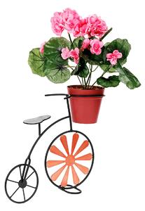 KONDELA Kerékpár alakú RETRO virágcserép, bordó/fekete, SEMIL