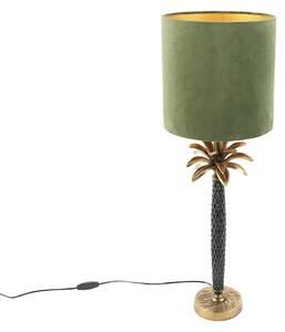 Art deco asztali lámpa bársony árnyalatú zöld, 25 cm - Areka
