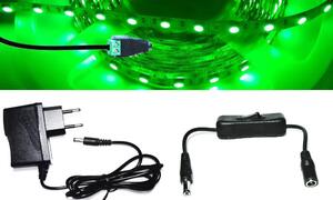 1m hosszú 13Wattos, lengő kapcsolós, adapteres zöld LED szalag (60db 5050 SMD LED)