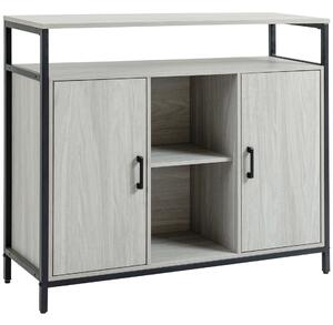 Hoomcom Konyhai tálalószekrény 100x34x87,2cm, Világosszürke-Fekete
