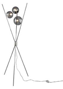 Design állólámpa ezüst füstüveggel 3 lámpával - Stino
