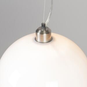 Modern kerek függesztett lámpa opál fehér - földgömb