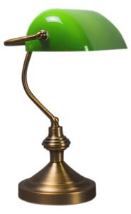 Klasszikus asztali lámpa/jegyzőlámpa bronz zöld üveggel - Banker
