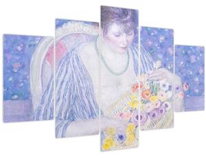 Kép - Frederick Carl Frieseke, The Basket of Flowers, reprodukciók (150x105 cm)