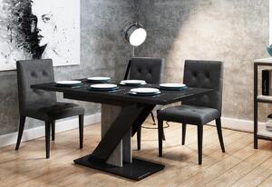 MEVA étkezőasztal, 80x75x80, fekete fényű/beton