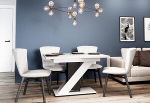 SEVA étkezőasztal, 80x75x80, fehér fényű/beton