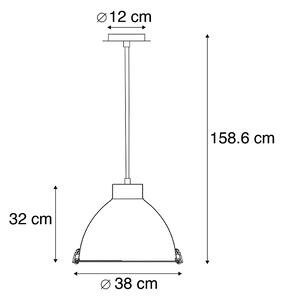 Ipari függőlámpa szürke, 38 cm-es tompítható - Anteros