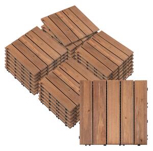 Outsunny kültéri fa kerti padlólapok, 27 darabos szett, 2,5 m², egymásba illeszthető, 30x30 cm, barna