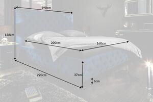 Stílusos francia ágy Laney 160x200 cm sötétkék bársony