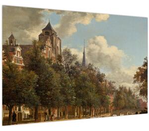 Kép - Jan van der Heyden, View Down a Dutch Canal, reprodukciók (90x60 cm)
