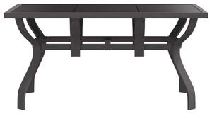 VidaXL szürke és fekete acél és üveg kerti asztal 140x70x70 cm