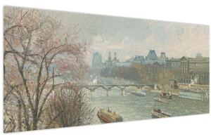 Kép - Camille Pissarro, The Louvre, Afternoon, Rainy Weather, reprodukciók (120x50 cm)