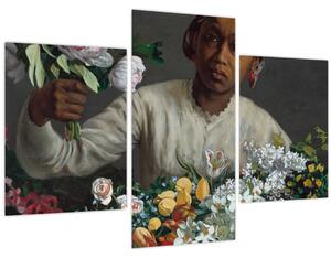 Kép - Frédéric Bazille, Young Woman with Peonies, reprodukciók (90x60 cm)