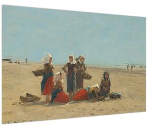 Kép - Eugène Boudin, Women on the Beach at Berck, reprodukciók (90x60 cm)