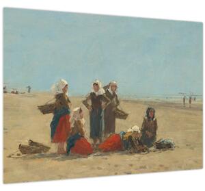 Kép - Eugène Boudin, Women on the Beach at Berck, reprodukciók (70x50 cm)