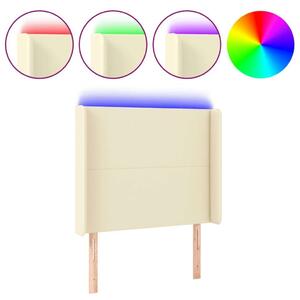 VidaXL krémszínű műbőr LED-es fejtámla 83x16x118/128 cm