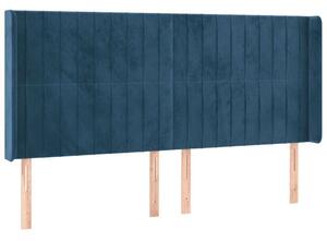 VidaXL Bársony Ágyfejtámla - Sötétkék - 163x118/128cm