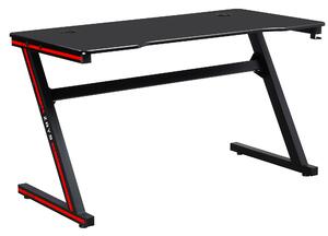 Gamer asztal/számítógépasztal, fekete/piros, MACKENZIE 140cm