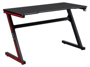 Gamer asztal/számítógépasztal, fekete/piros, MACKENZIE 120cm