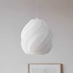 Lindby Nuvia függő világítás, Ø 30 cm, fehér, 3D nyomtatás, dimmelhető, Fehér / opál, Nappali / Étkező, Modern