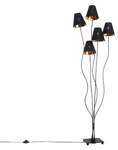 Design állólámpa fekete, 5 lámpás arany - Melis