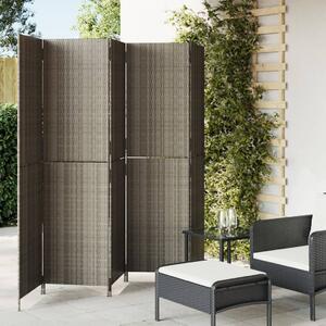 Szürke 5-paneles polyrattan térelválasztó