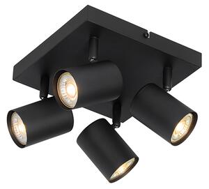 Modern mennyezeti lámpa fekete 4 fényes állítható négyzet alakú - Jeana