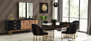 Asztal, Forgácslap és Fém Monaco Rectangle Fekete / Arany, H190xSz90xM78 cm