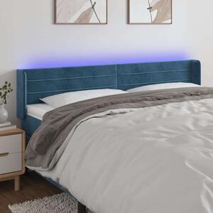 VidaXL LED-es Bársony Ágyfejtámla - Sötétkék - 163cm