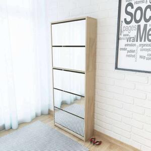 VidaXL 5 szintes tükrös tölgy cipőszekrény 63 x 17 x 169,5 cm