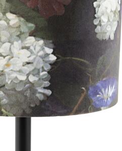 Romantikus asztali lámpa fekete, virágárnyalattal 25 cm - Simplo