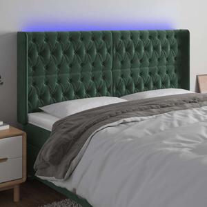 Bársony Fejtámla LED-es - Sötétzöld - 203cm