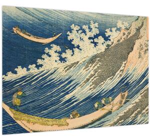 Kép - Katsushika Hokusai, Fishing Boats at Choshi in Shimosa (Soshu Choshi) , reprodukciók (70x50 cm)