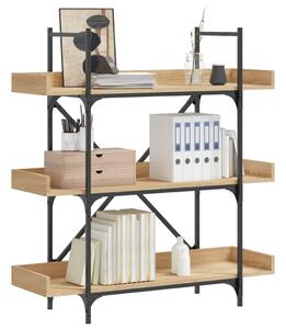 3-szintes sonoma tölgy szerelt fa könyvespolc 100x33x108,5 cm