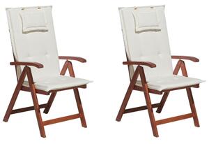 Összecsukható akácfa szék törtfehér párnával kétdarabos szettben TOSCANA