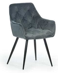 Kárpitozott szék fém lábakkal Cherry 2 Velvet Sötét Szürke / Fekete, Sz57xM59xM86 cm