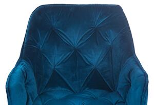 Kárpitozott szék fém lábakkal Cherry 2 Velvet Kék / Fekete, Sz57xM59xM86 cm